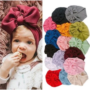 

16 Colors Baby Hat for Girls Big Bow Baby Beanie Newborn Turban Hat Elastic Baby Girl Cap Infant Toddler Hats 1PC