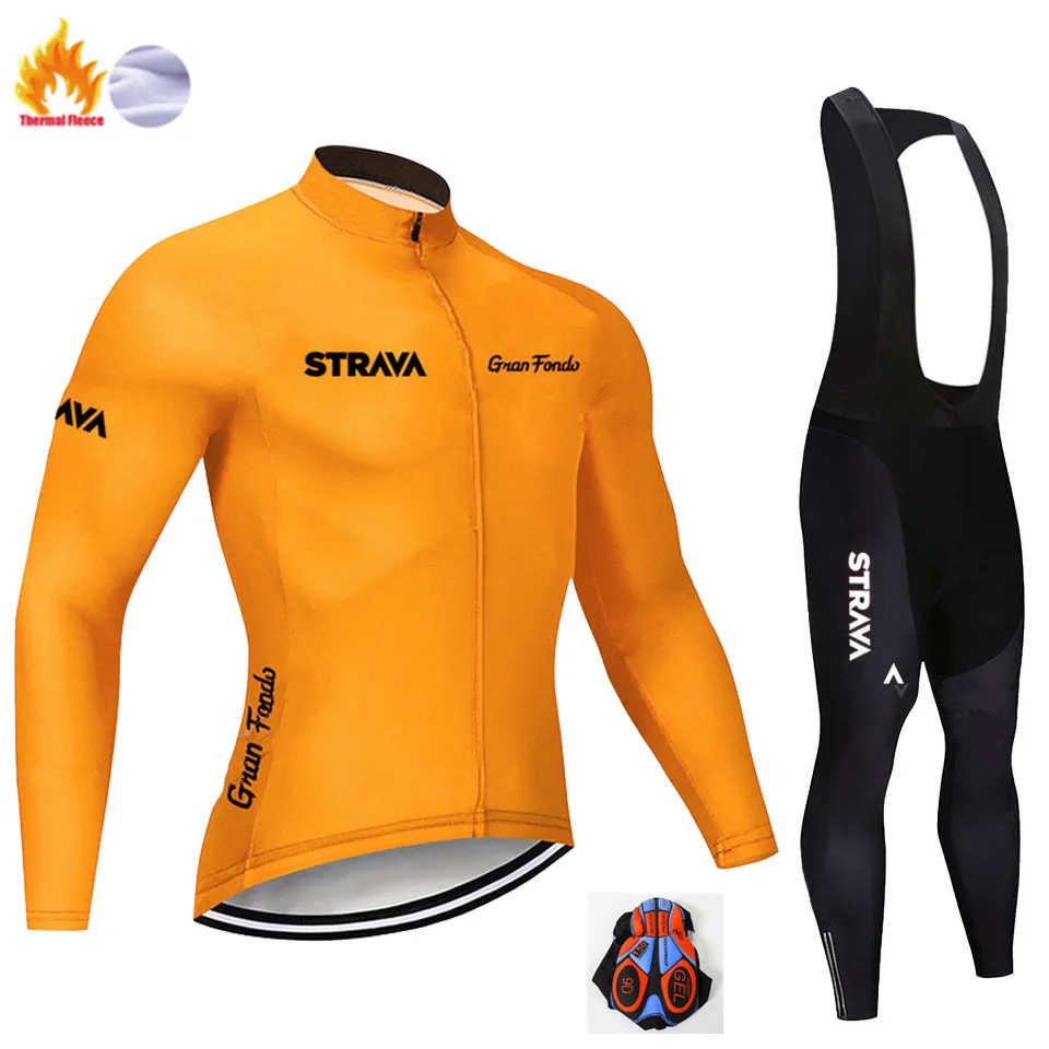 Winter Cycling suit STRAVA Зимняя Теплая Флисовая одежда для велоспорта NW Мужской трикотажный костюм для езды на велосипеде MTB Одежда Теплый комбинезон комплект - Цвет: Winter Cycling suit