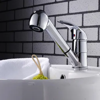 Kitchen faucet Kitchen Sink Chrome Single Handle Mixer Tap Swivel Pull Out Spray Faucet Spout torneiras de cozinha chrome spring pull down spray kitchen sink faucet single handle one hole mixer tap