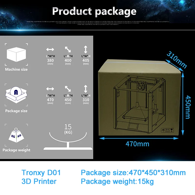 TRONXY D01 3d принтер быстрая сборка с промышленной линейной направляющей Titan Экструдер 3D печать ультра-тихий режим, Акриловая Маска на выбор