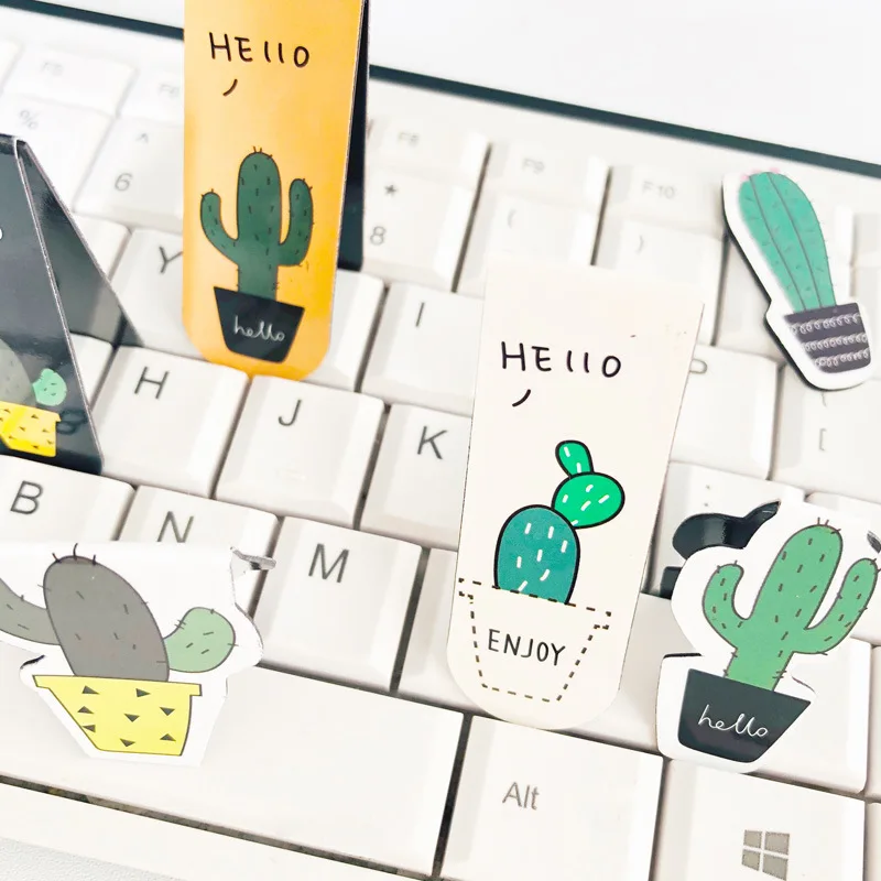 2pcs/set Cactus Magnetic Bookmarks for Books Kawaii Student Stationery Books Marker of Page Paper Clip Kids Gift