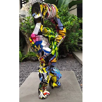 

Cool Shiny Monkey King Kong Home Decoration Gorilla Sculpture Decoration Wild King Kong Lifting Oil Barrel Statue Present