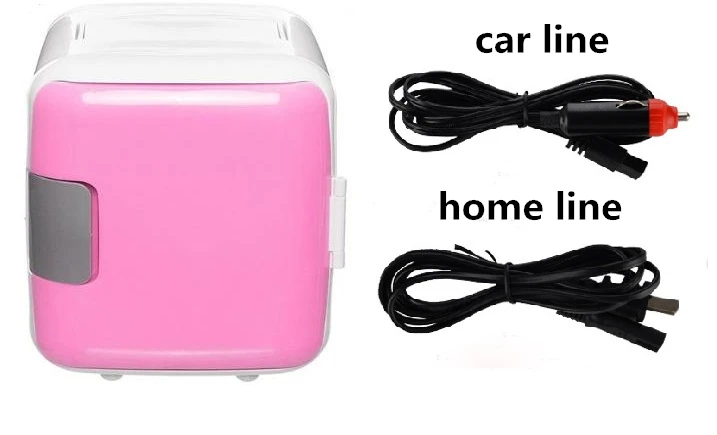 Car and home Pink New 4L heating Low Noise Dual-Use Home Charging Refrigerators Freezer Cooling Heating Boxes Fridge 220V/12V - Цвет: Car and home Pink