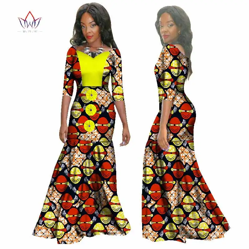 Летнее платье халат африканского Femme Дашики Африканский Платья для женщин для женщин; Большие размеры Африканский Костюмы традиционные Базен Riche WY1282 - Цвет: 4
