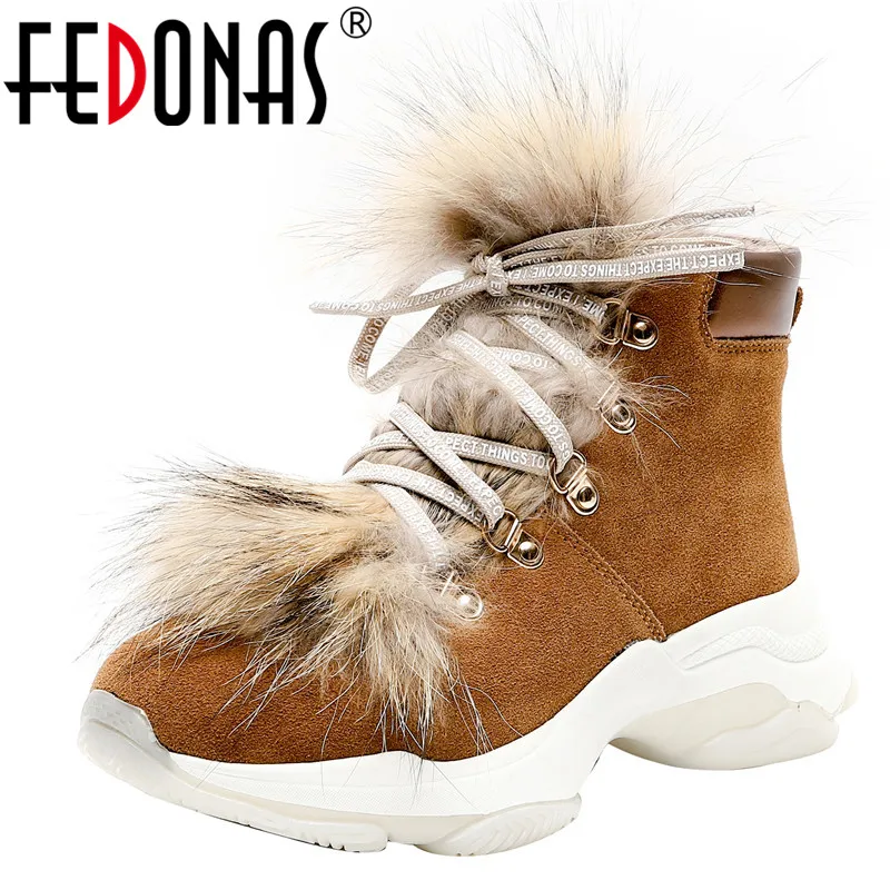 FEDONAS/Модные женские зимние ботинки из коровьей замши на шнуровке Повседневная