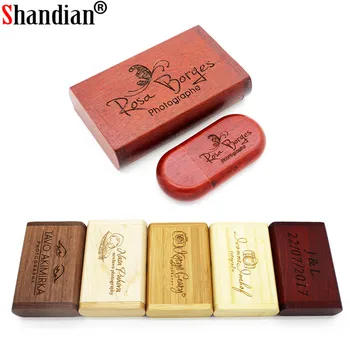 

SHANDIAN (free custom logo) Wooden usb+box usb flash drive memory card pendrive 8gb 16gb 32gb 64gb Photography wedding gift