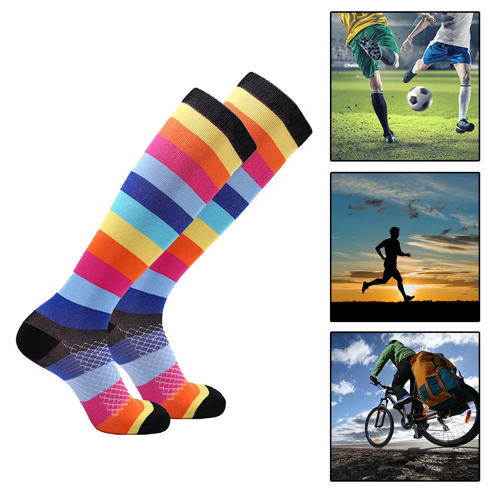 

Multicolor Men Compression Socks football Sports Socks Travel Activities High Stockings for Nursing Medical Athletic Shin Splint