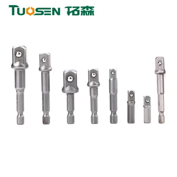 

TUOSEN Pneumatic Socket Adapter for Impact Driver w/ Hex Shank to Square Socket Drill Bits Bar Extension Set 1/4" 3/8" 1/2"