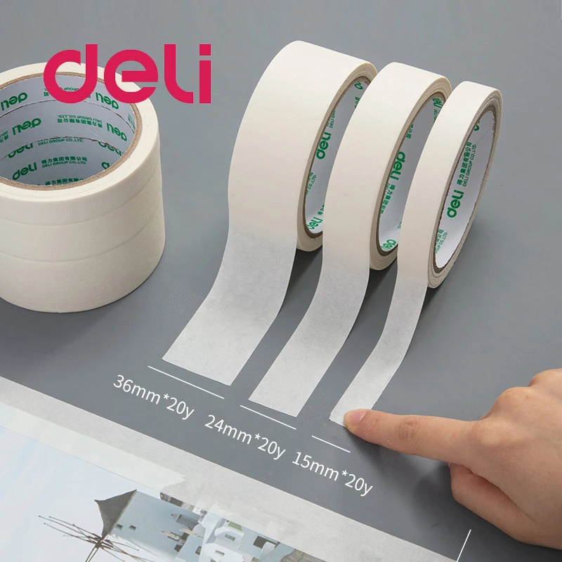 

Masking Tape White Color 15/24/36mm Hand-tearable Single Side Tape Adhesive Crepe Paper for Oil Painting Sketch Drawing Supplies