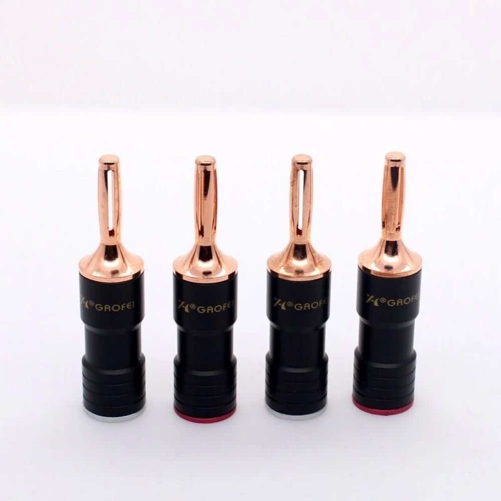 Fio de Áudio Gaofei Vermelho Cobre Chapeado Alto-falante Banana Conector Plug 4pc Red011b - Image 3