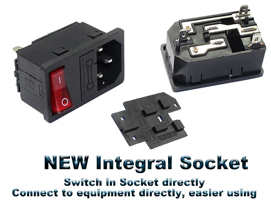 10A 250V Rocker Switch Socket