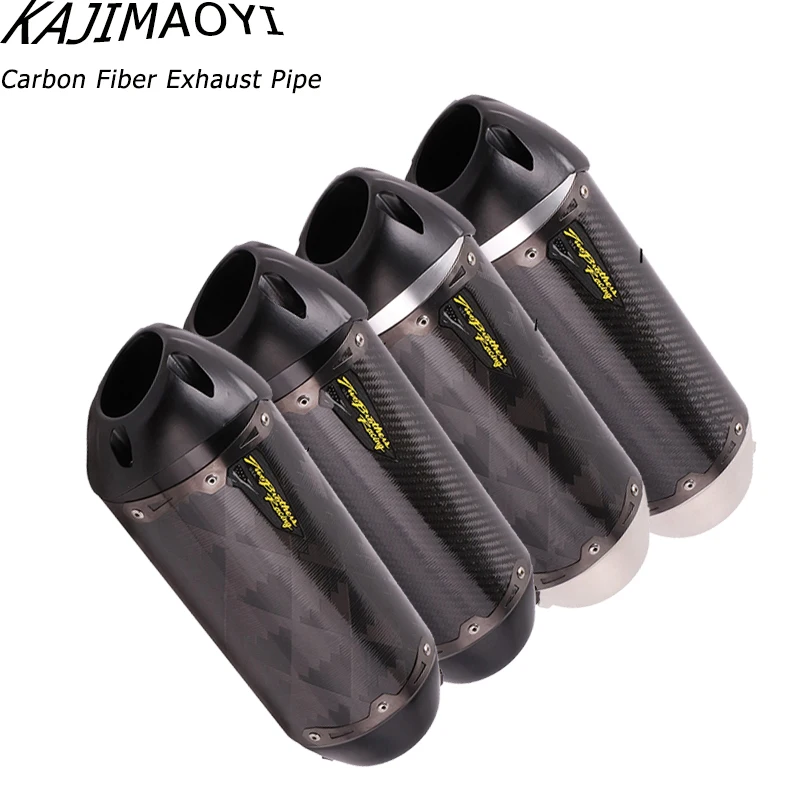 KAJIMAOYI Universal Motorcycle Real Carbon Fiber Slip On Exhaust Muffler Pipe Escape with DB Killer for Most Motorcycle