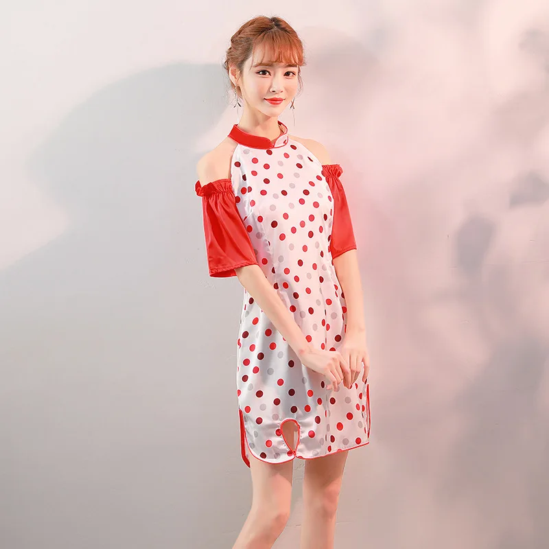 

Autumn New Style GIRL'S Polka Dot Students Dress Literature And Art Mixed Colors Retro Chinese-style New Improved Edition Cheong