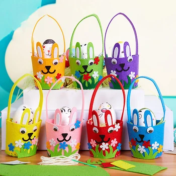 

DIY Happy Easter Egg Bag Arts and Crafts Toys for Kids Hand Basket Early Learning Education Toys Montessori Teaching Aids