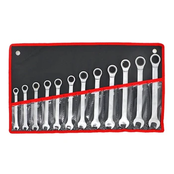 

12pcs Car Ratchet Auto Handle Fixed Head Universal Spanner Open End Home Combination Metric Repair Tools Ring Wrench Set