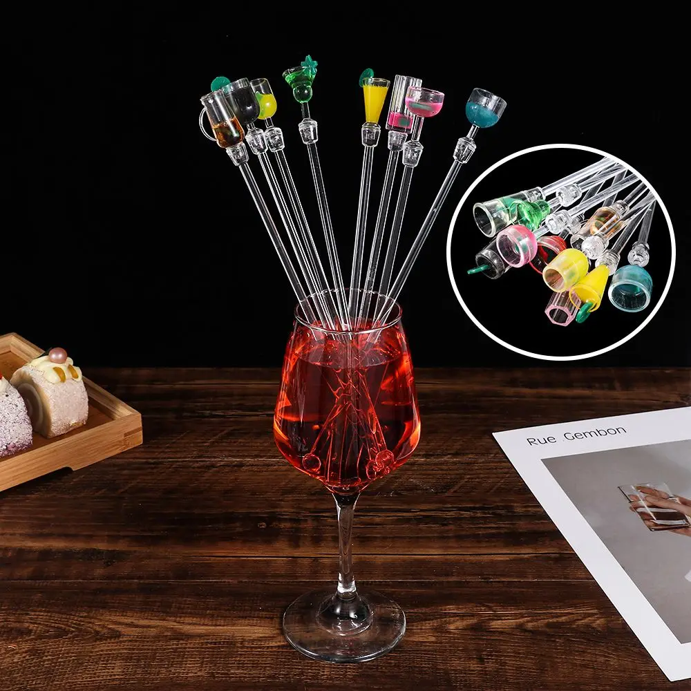 

10Pcs/Set Party Bar Tool Restaurant Acrylic Mixing Sticks Stirring Sticks Drink Stirrers Cocktail