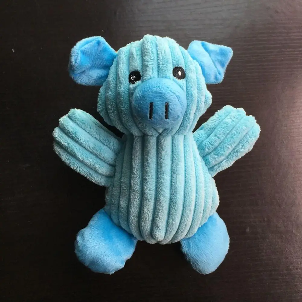 blue pig Милая игрушка для собак, кошек, забавная флисовая долговечная плюшевая игрушка, пищащая игрушка, жевательная игрушка, звуковая, подходит для всех домашних животных, красная, синяя свинья, зеленая лягушка, плюшевые игрушки - Цвет: blue pig