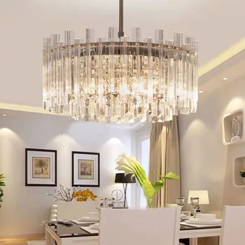 

Modern Round LED Light Chandelier Lampshade Lamp for Living Room Lighting Chandeliers Ceiling Fixtures Clear Crystal Luxury E14