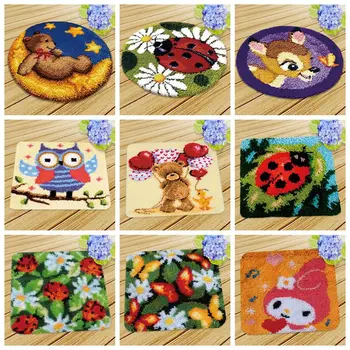 

Cartoon Mat Latch Hook Carpet Embroidery Needlework Crochet Pillow Accessories DIY Latch Hook Rug Kits Latch Hook Cushion