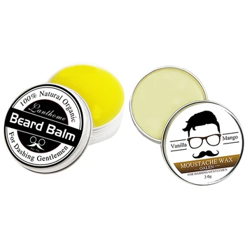 

Lanthome 2 Pcs Beard Oil and Balm Moustache Wax Beard Conditioner Beard Balm, English Letter Style & Hairstyle Pattern