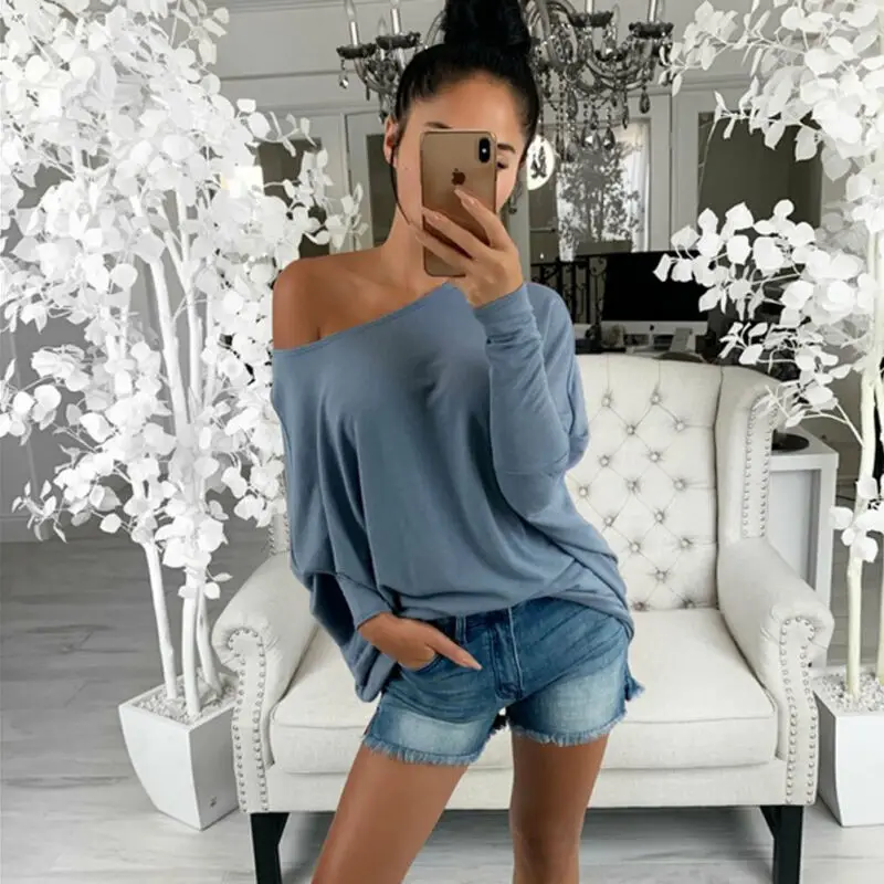 Fashion Long Sleeve T-shirt Solid Color 