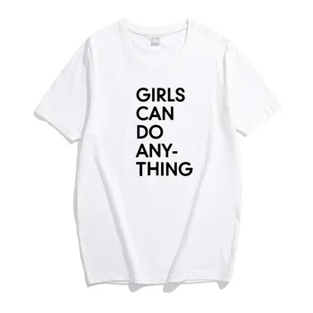 

GIRLS CAN DO ANY THING Letter Print T Shirt Women Short Sleeve O Neck Loose Tshirt 2020 Summer Women Tee Shirt Tops
