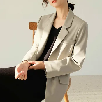 

Autumn New Arrival Female Casual Blazer Woman Loose Long Sleeve Khaki Suit Large Size Suit for Girls Single Button Ladies Blazer