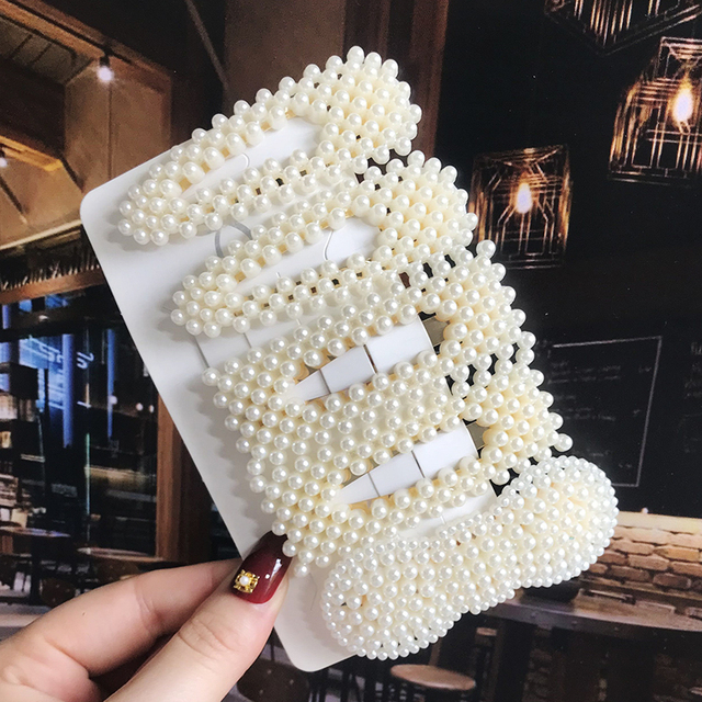 Pearl Barrettes Beaded Geometric Women Hair Clip Hairgrips Hair Accessories Girls Jewelry Fashion Hair Pins