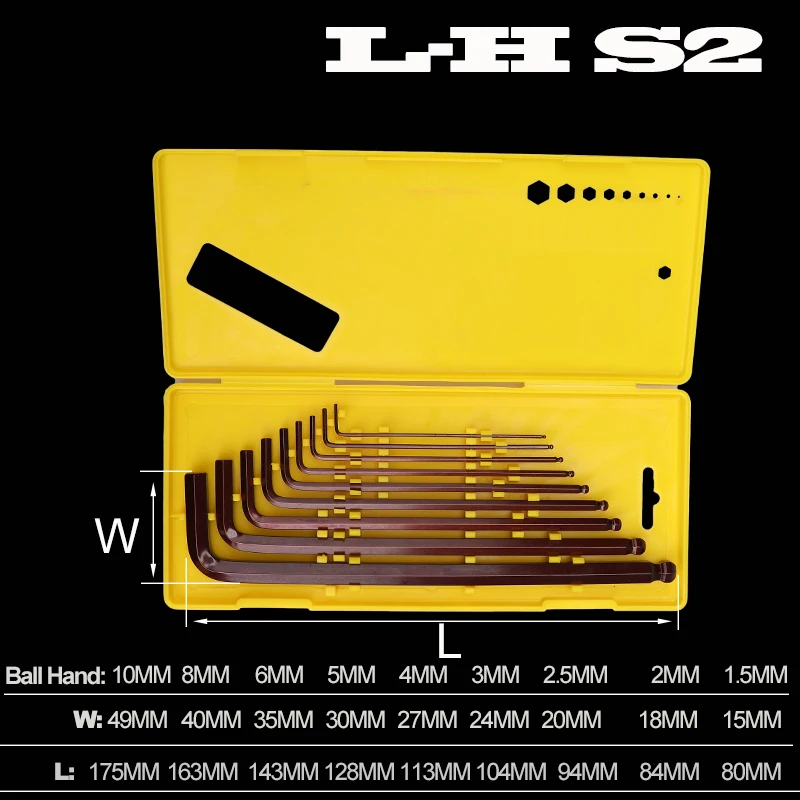 L-H S2 Onnfang 1,5-10 мм шестигранный ключ, набор хромированных/матовых шаровых торцевых шестигранных ключей, набор двойных шестигранных ключей из сплава, ручные инструменты - Цвет: L-H S2