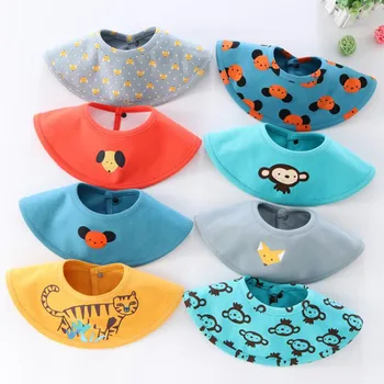 

8pieces/lot Baby Bibs Waterproof Cartoon Animal Print 360 Degree Round Neck Burp Cloth Infant Babero Newborn Baby Girl Boy Stuff