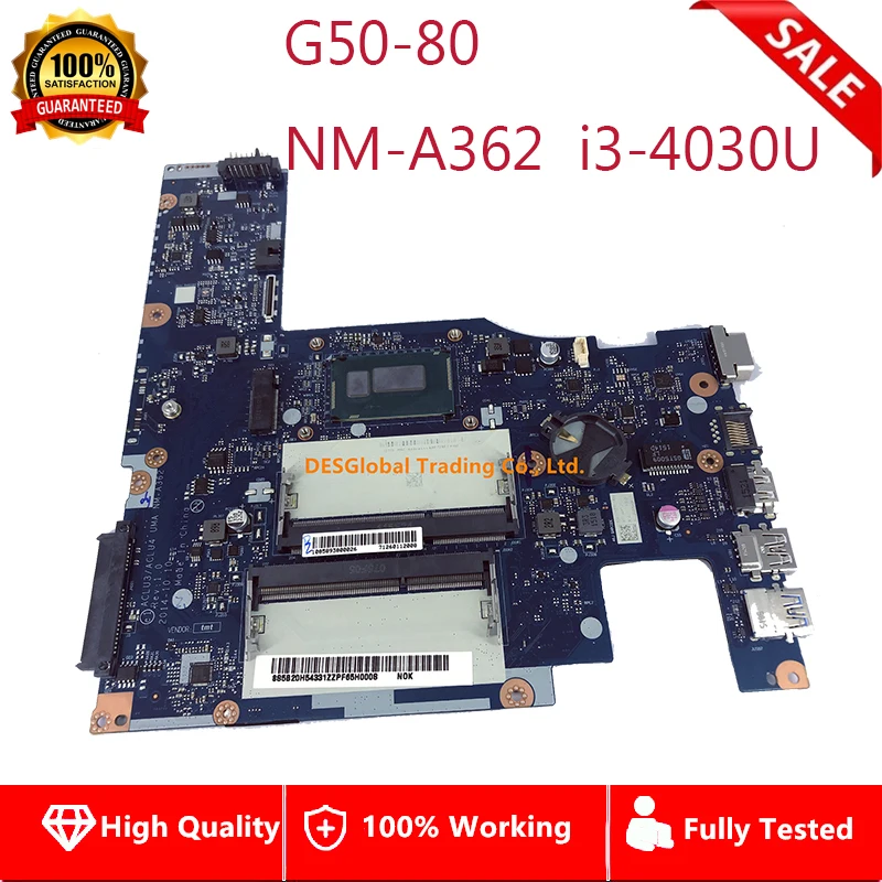 

For Lenovo G50-80 Laptop Motherboard SR1EN I3-4030U Mainboard ACLU3 ACLU4 UMA NM-A362 Working Perfectly Fast Shipping