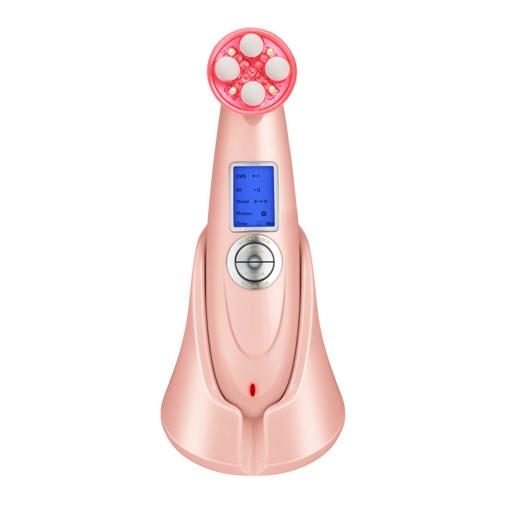 pink Beauty Star мезотерапия Электропорация радиочастотный светодиодный фотонотерапия машинка для массажа лица EMS подтяжки кожи лица - Цвет: pink