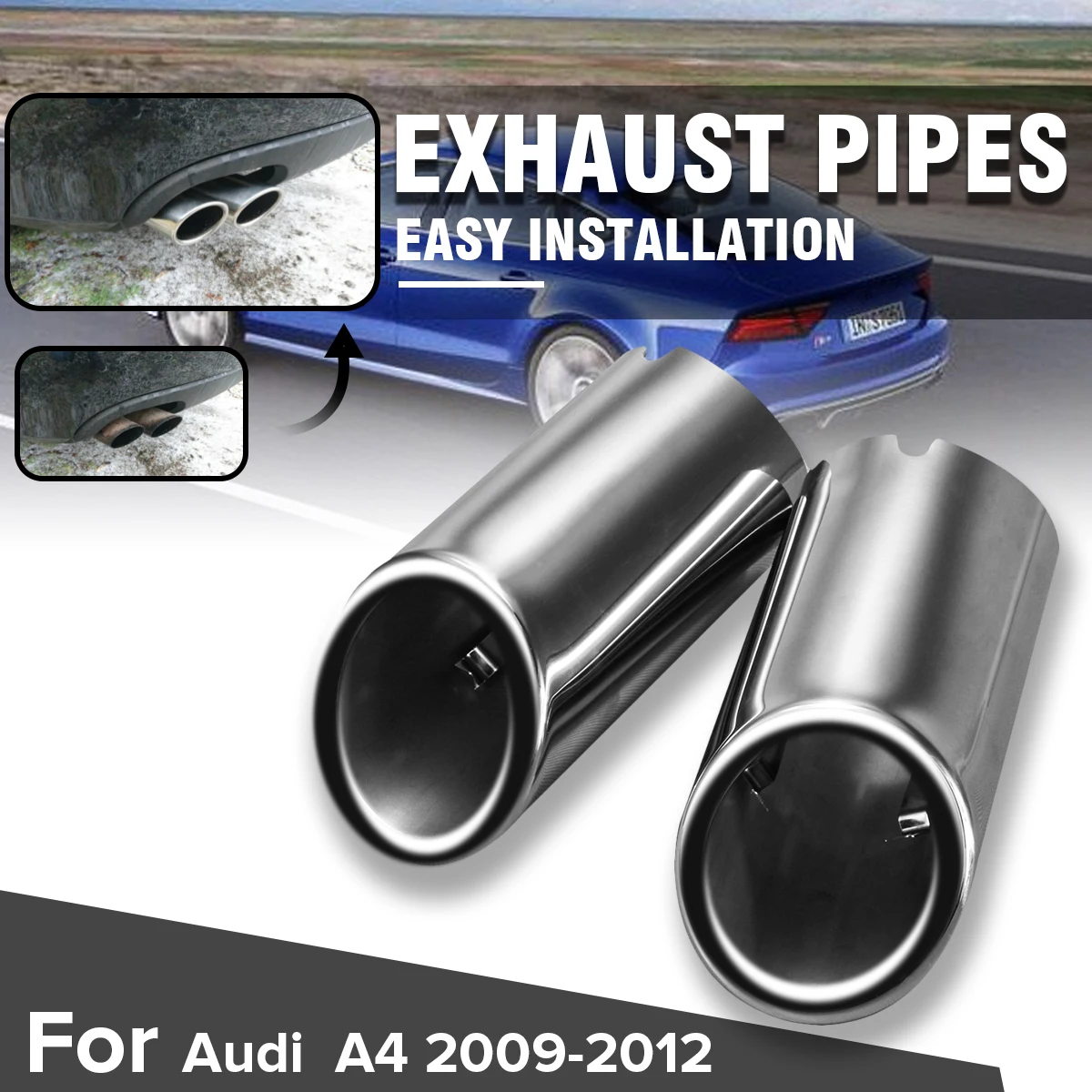 2 шт. автомобильный хромированный глушитель выхлопной трубы из нержавеющей стали