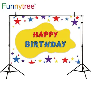 

Funnytree photo background photozone Star Child happy Birthday Colorful cloud custom decoration photography studio photocall