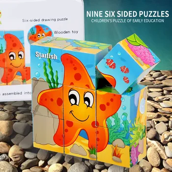 

Toys For Children Three-Dimensional Puzzle With Nine-Sided Duilding And Six-Sided Painting