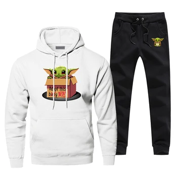 

Baby Yoda Adopt This Jedi Tracksuit Men's Sportswear Sets Star Wars The Mandalorian 2020 Spring 2 Piece Sweatshirt + Sweatpants