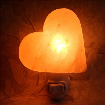 

Himalayan Warm White LED Salt Lamp Natural Crystal Hand Carved Night Light for Lighting Decoration and Air Purifying with EU Plu