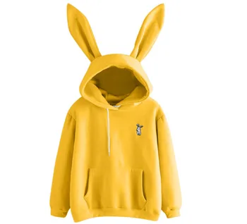 

Women Bunny Rabbit Ears Hoodie Hoody Ladies Winter Long Sleeve Pullover Sweater Cotton Plain Design Jumper Casual Tops Outwear