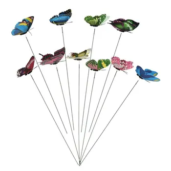 

20pcs Colorful 3D Double Layer Butterfly On Sticks Home Yard Lawn Flowerpot Plant Decoration Garden Ornament DIY Lawn Craft