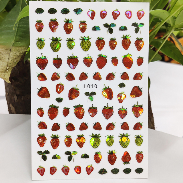 Nail Sticker Waterproof Shining Stickers for Nails Sweet Watermelon Popsicle Fruit Nail Art Decoration Aurora Silver Design