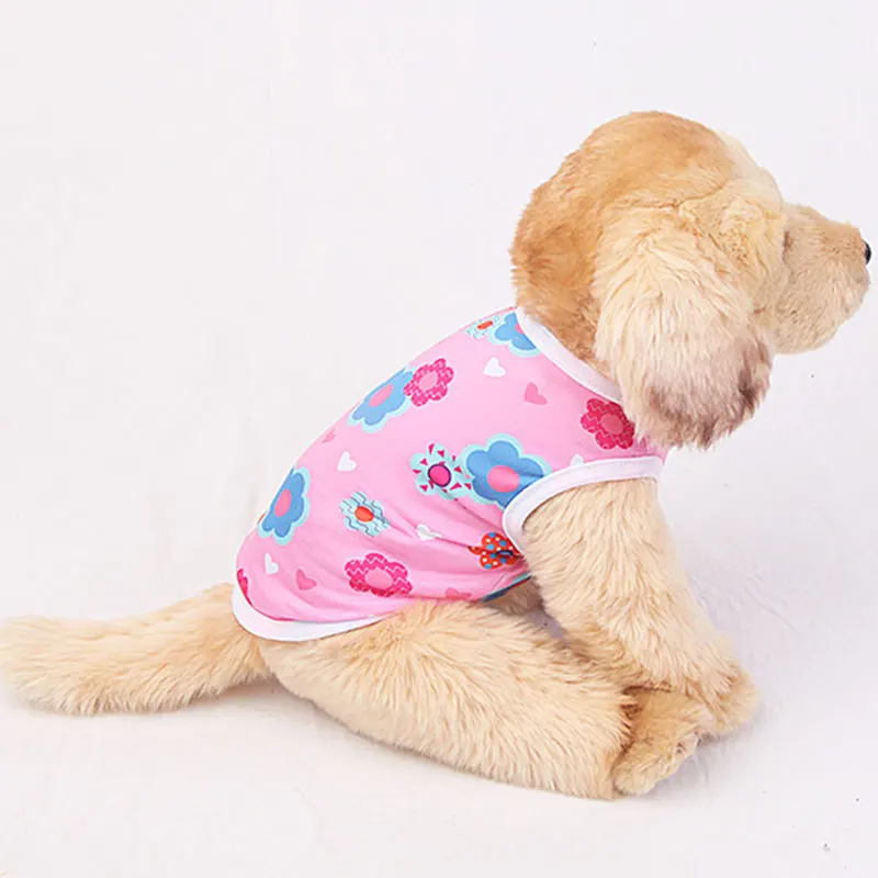 2021 Summer Cartoon Cat Vest Dog T-Shirts Print Pet Clothes Costume Cats Thin Clothing For Small Dogs Chihuahua Cute Puppy Vest