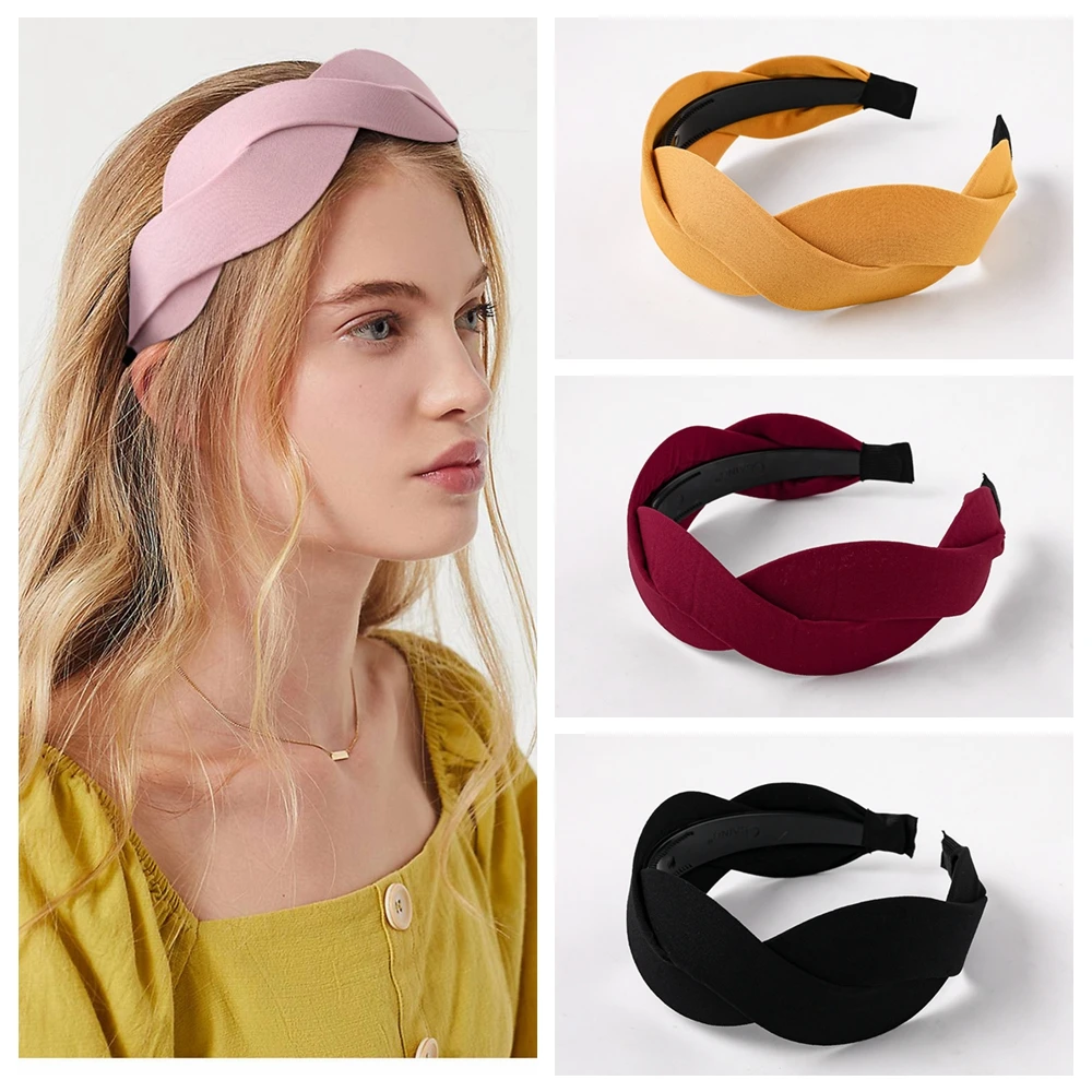 Twist Headband Fabric Tie Hairband Hoop Hair Accessories Women's Band Knot Wide