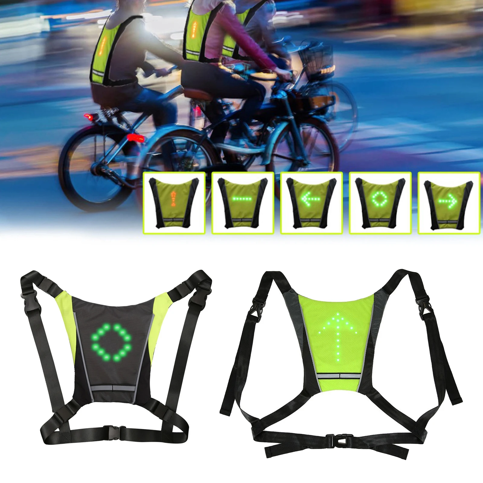 Night Cycling Remote LED Signal Turn Warning Light Security Safety Vest Backpack
