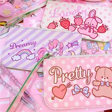 1 шт. милый мультфильм розовый кролик искусственная кожа медведя вышивка кошельки сумки подарки для девочек