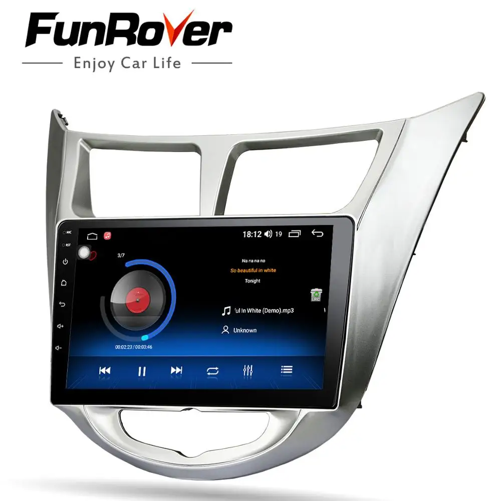 Funrover 2.5D ips для hyundai Solaris 1 2010- android 9,0 автомобильный Радио мультимедийный плеер Авторадио Навигация gps FM без dvd