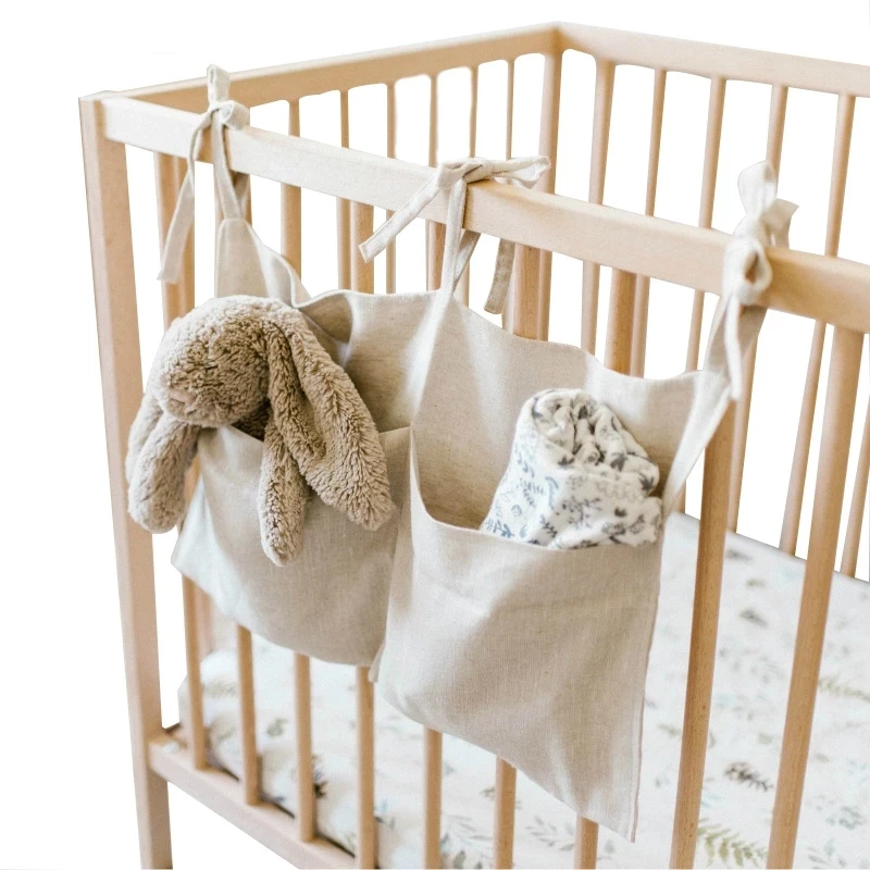 Sac De Rangement Suspendu Pour Lit Bébé - 2 Poches Organisateur Pour Couches Et Jouets - Déco Chambre Enfant