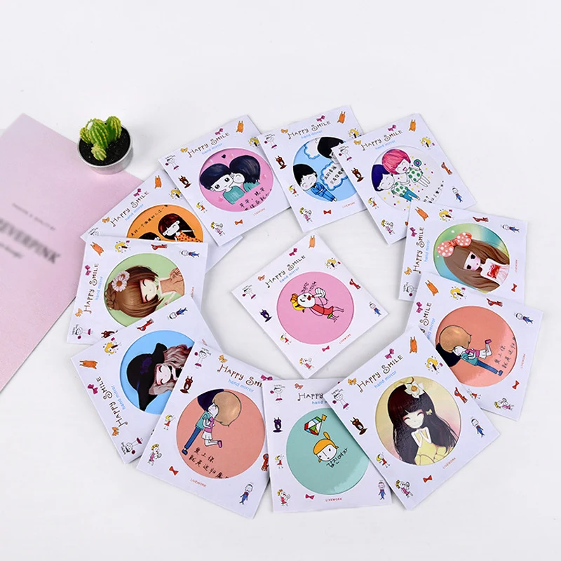 1pc Portable Makeup Mirror Cartoon Pattern Compact Pocket Cosmetic Mirror Mini Cute Small Mirrors Girls Lady Makeup Tools espejo 1