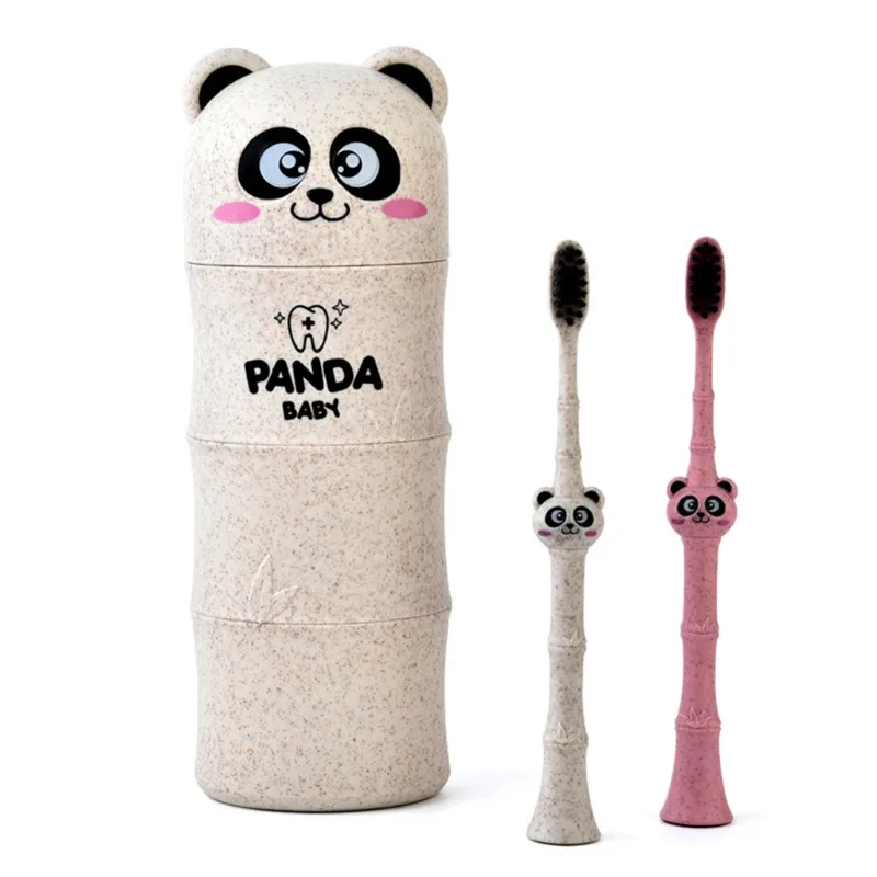 1 комплект, детская зубная щетка с рисунком из мультфильма, пшеничная соломенная панда, для малышей, для детей, для ухода за полостью рта, gai - Цвет: BG