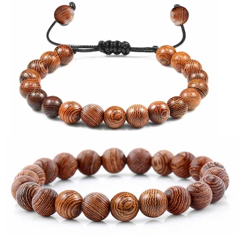 

8mm Natural Wood Beads Bracelets Men Black Ethnic Meditation 7 Chakra Bracelet Women Prayer Jewelry Yoga Bracelet Homme Fashion