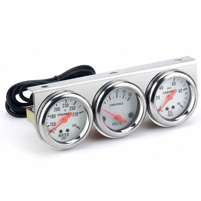

Universal 52mm Chrome Volt Water Oil Auto Pressure Gauge Set Gauges Kit Parts U1JF